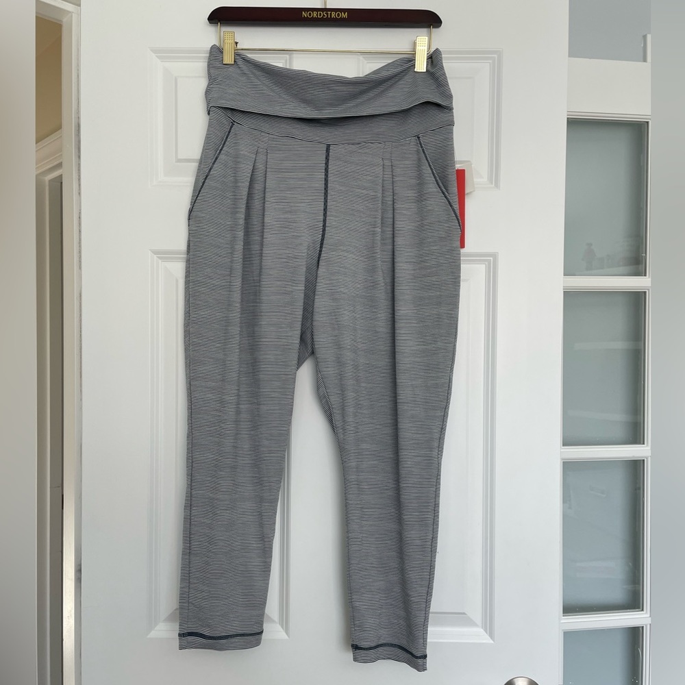 Zella Black and White Striped Legging Joggers
